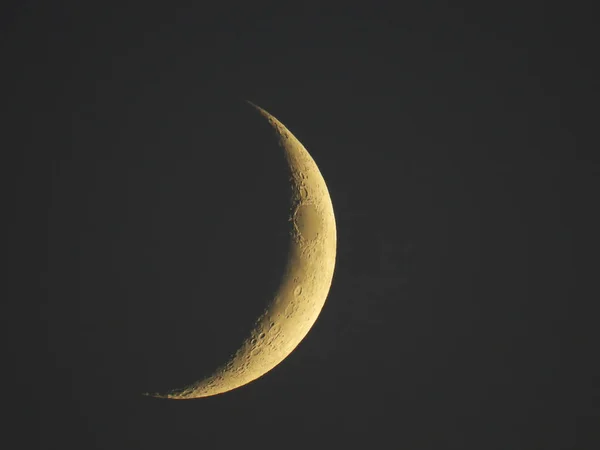 An increasing crescent moon stands in the evening sky — Stock Photo, Image