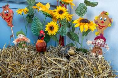 saman elma ve kabak bir balya üzerinde sevgiyle olarak düzenlenmiştir