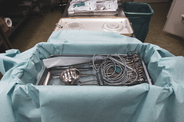 In a sterilization department in a hospital, cleaned instruments