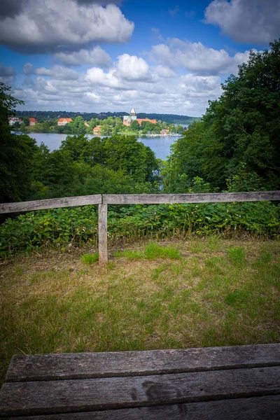 Ratzeburgs Katedral Fint Väder Med Blå Himmel Och Vita Moln — Stockfoto