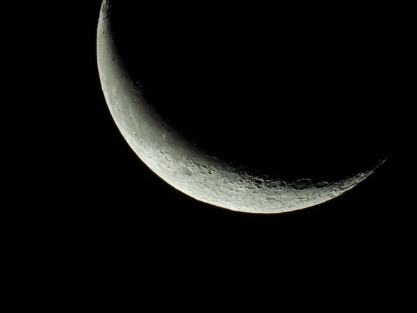 Місяць Падає Стоїть Півмісяць Чорному Нічному Небі — стокове фото