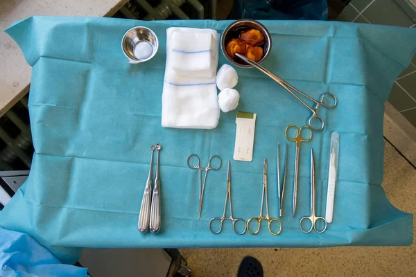 Instruments Performing Abscess Splitting Placed Operating Table — Stock Photo, Image