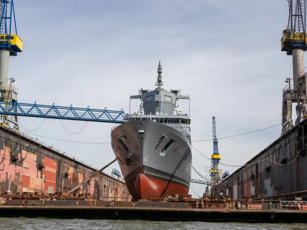 Eine Fregatte Wird Trockendock Bei Blohm Und Voss Hamburg Repariert — Stockfoto