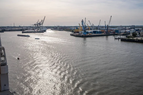 Port Hambourg Avec Elbe Haut — Photo