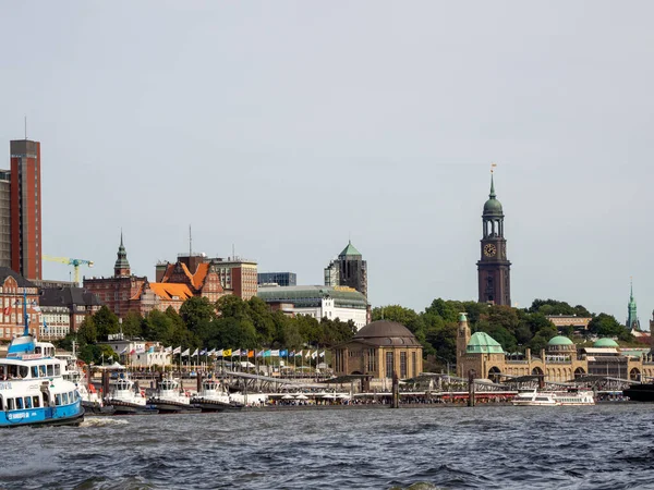 Una Vista Ciudad Hamburgo Con Elba Primer Plano — Foto de Stock