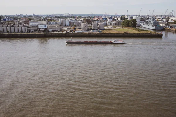 Haven Van Hamburg Met Elbe Van Bovenaf — Stockfoto