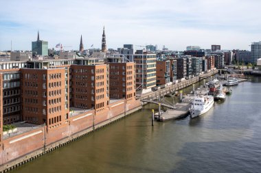 Hamburg 'un Hafencity manzarası yukarıdan