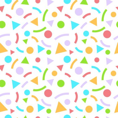 Üçgenleri ve daireleri olan soyut geometrik dikişsiz desen. Vektör illüstrasyonu