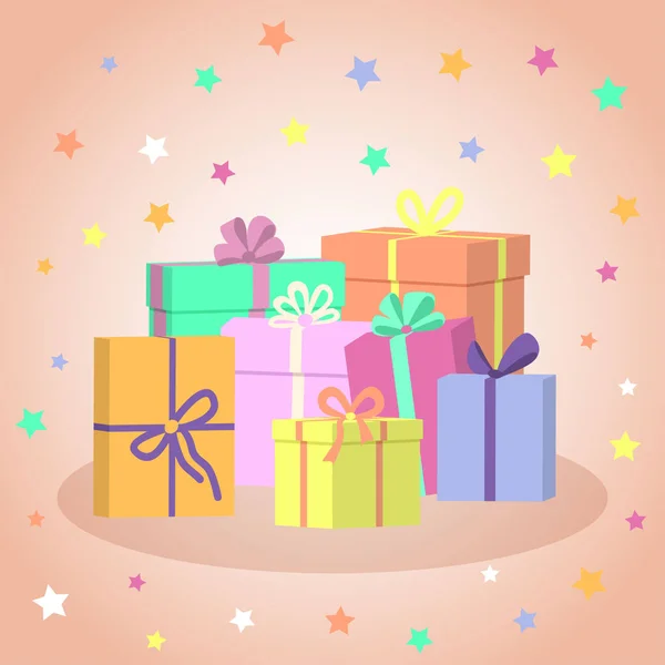 Gift Boxes Olorful Wrapped Gift Boxes Lots Presents Vector Illustration — Stock Vector