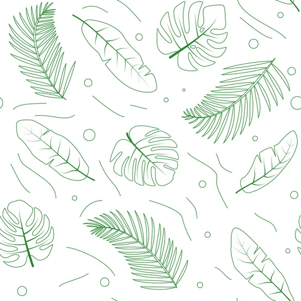 Seamless Pattern Leaves Tropical Leaves Palm Leaves — Stock Vector