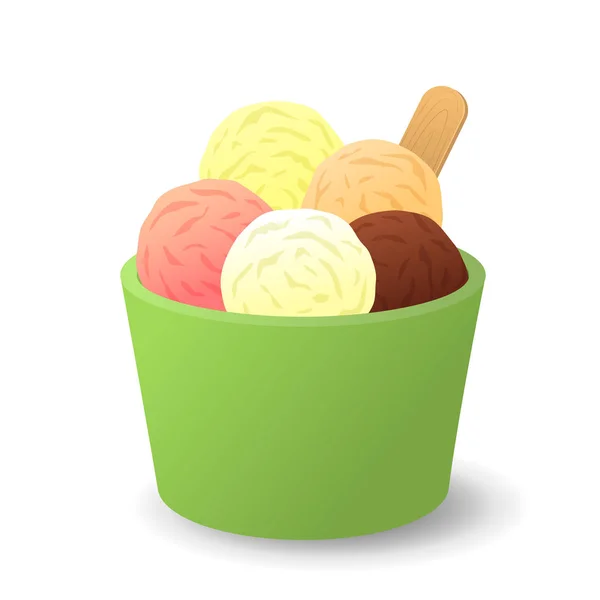 Zmrzlina Kýblu Vanilka Čokoládová Jahodová Zmrzlina Izolované Pozadí Vektorová Ilustrace — Stockový vektor