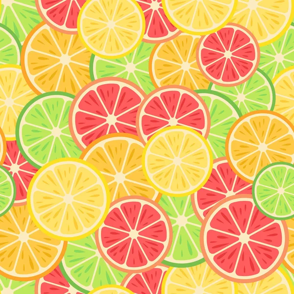 Nahtloses Muster Zitrusfrüchte Zitrone Orange Limette Grapefruit — Stockvektor