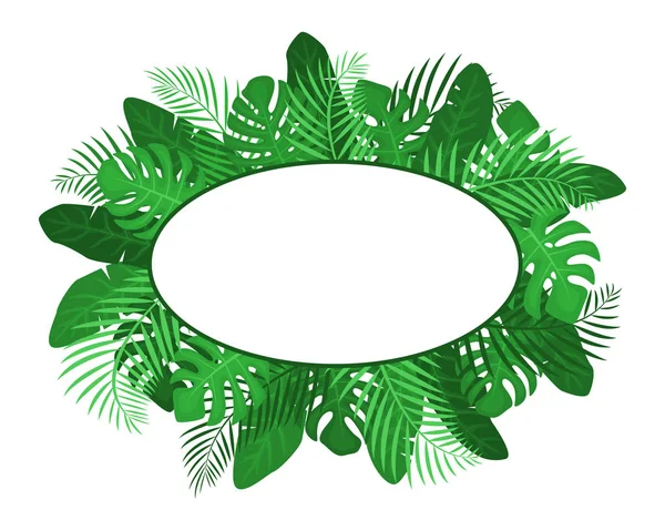 Přírodní Čerstvý Rám Palmami Monstera Tropickými Listy — Stockový vektor