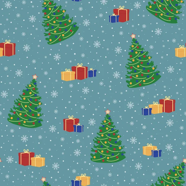 Noel deseni. Noel süslemeleri ve hediyeleriyle Noel ağacı