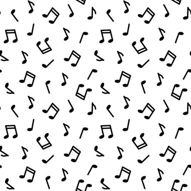 Notalı müzik düzeni. Kusursuz desen. Vektör illüstrasyonu.