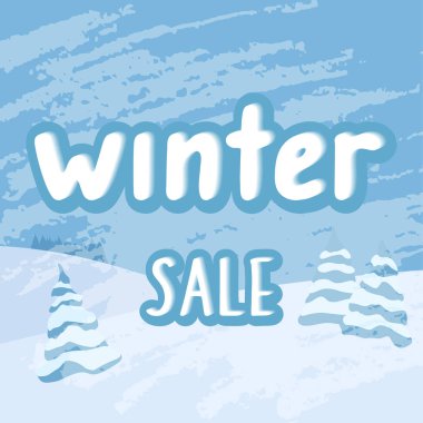 Kış indirimi afişi. Vektör çizimi. Mürekkep el yazısı. Kış harfleri tasarımı. Kış indirimi kartı. Noel indirimi. Yeni yıl kartı. Noel ağacı