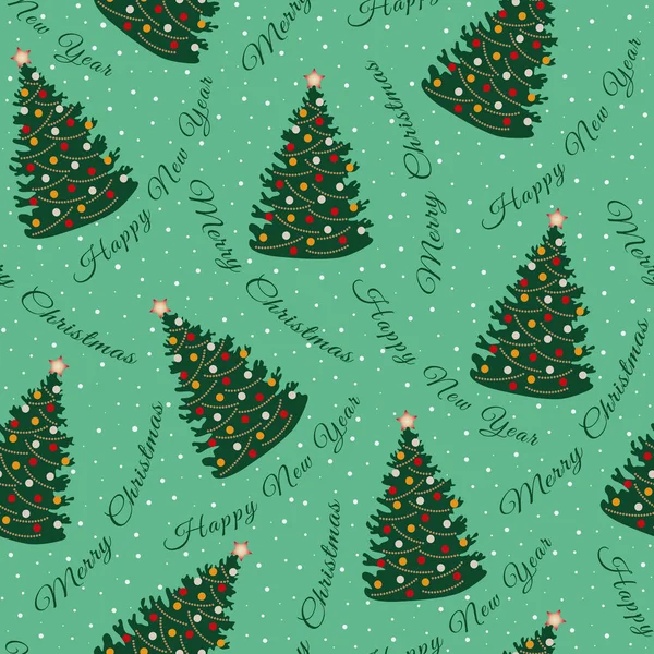 Weihnachtsmuster Weihnachtsbaum Mit Weihnachtsschmuck Stern Spielzeug Bälle — Stockvektor