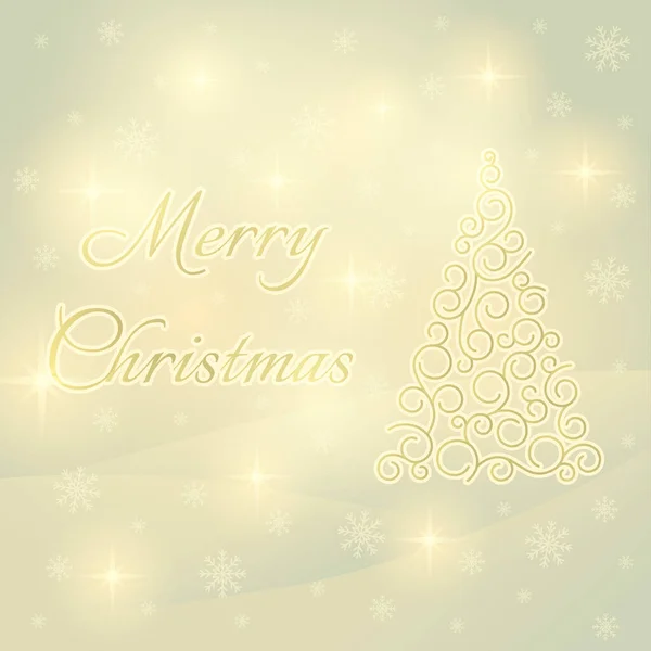 Klasik Noel ağacı. Monogram. Noel kartı. Gümüş arka planda Altın Noel ağacı