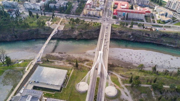 Aerial View Podgorica Bridge River — Stock Photo, Image