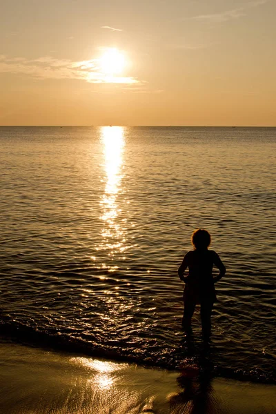 Woman Silhouette Beach — Stock Photo, Image