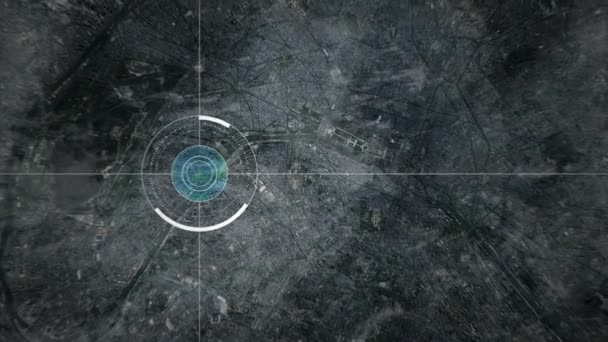 Drone Або Супутникового Камери Спостереження Сканування Парижа — стокове відео