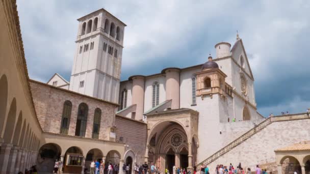 Timelapse Basílica de Asís, Umbría, Italia — Vídeo de stock