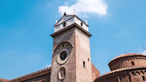 Clock Tower in Piazza delle Erbe in Mantua, Timelapse — Stock Video