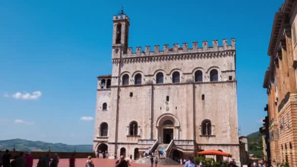 Gubbio palazzo dei consoli palast zeitraffer, umbrien, italien — Stockvideo