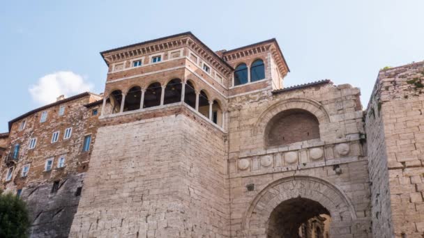 Etruscan Arch timelapse, Perugia, Umbria, Itália — Vídeo de Stock