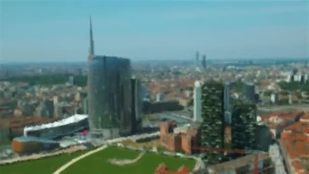 Milaan geanimeerde afbeelding luchtfoto van Business District — Stockvideo