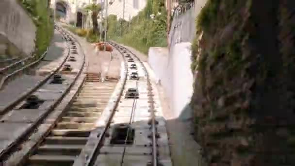 Bergamo kabelspoorweg cablecar afdaling, timelapse — Stockvideo