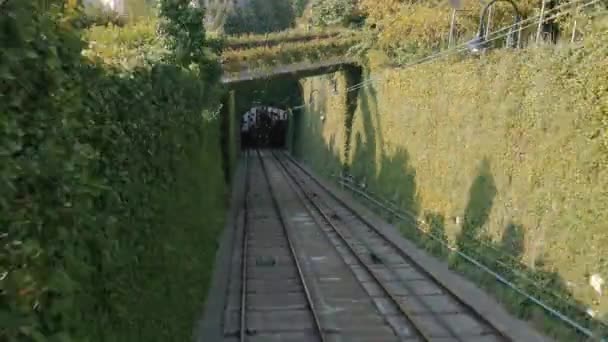 Bergamo funicular cablecar stigningen, timelapse — Stockvideo