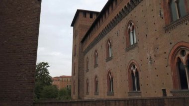 Pavia, Pv, İtalya Castello Visconteo kale duvarlarını