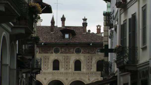 Pohled na náměstí Piazza Ducale dekorace z ulice, Vigevano, Pv, Itálie — Stock video