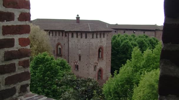 Vista del Castillo de Castello Sforzesco, Vigevano, PV, Italia — Vídeos de Stock