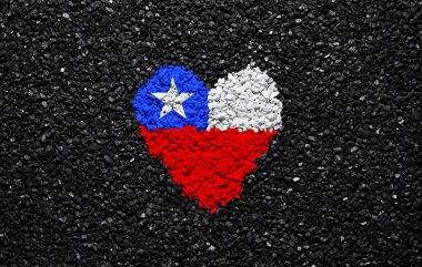 Flag of Chile, Chilean flag, heart on the black background, stones, gravel and shingle, wallpaper clipart