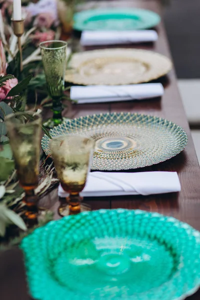 Boho esküvői asztal egy friss házas bankettre. — Stock Fotó