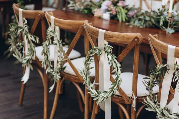 Chaise de mariage Boho avec décoration écologique pour les invités. — Photo