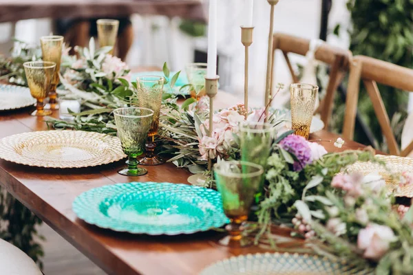 Table de mariage Boho pour un banquet nouvellement marié. — Photo