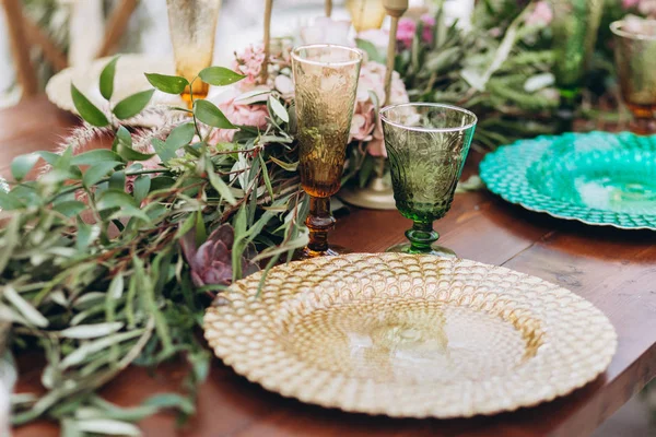 Boho bröllopsbord för en nygift bankett. — Stockfoto