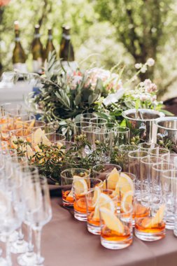 Misafirler için eko dekor ile Boho düğün masası.