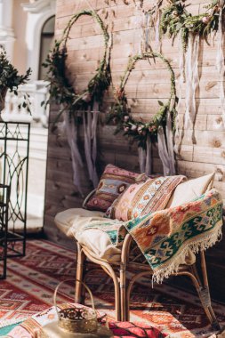 Decorated photo zone in the style of boho. clipart