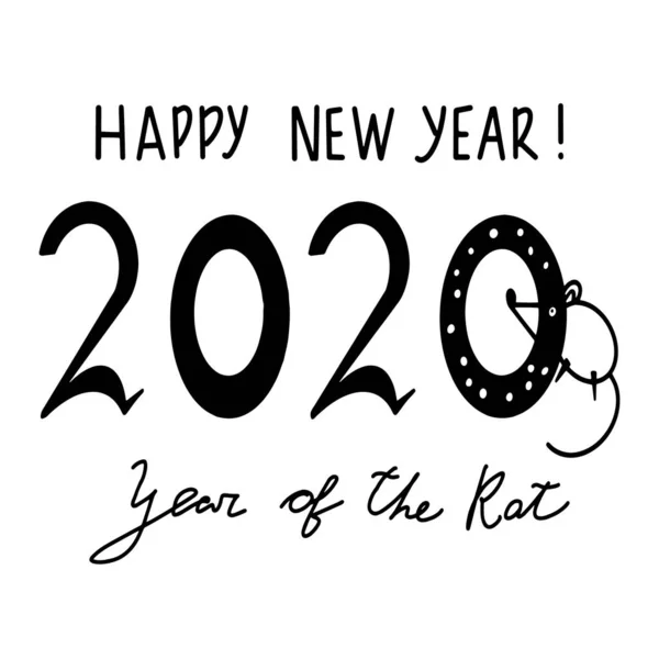 Каллиграфия 2020 Новым Годом Годом Крысы Ручные Номера Праздничных Календарей — стоковое фото