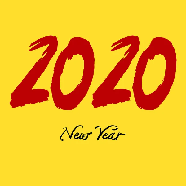 2020 νέο έτος κόκκινος αριθμός σε κίτρινο φόντο. Μαύρα γράμματα. Γράμματα. απεικόνιση διανύσματος — Διανυσματικό Αρχείο