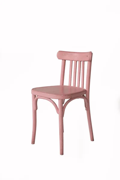 Cadeira Madeira Rosa Fundo Branco — Fotografia de Stock