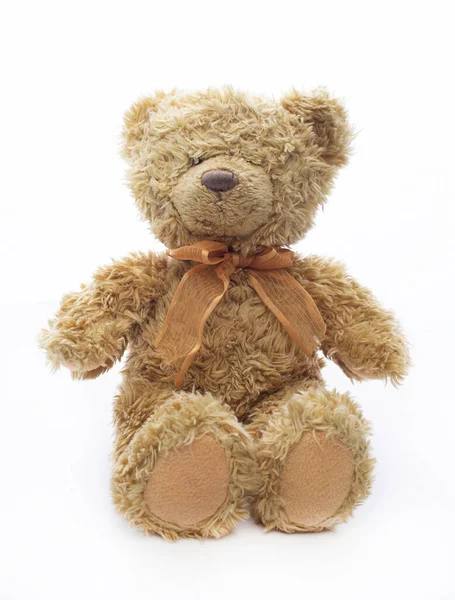 Klassieke Teddybeer Geïsoleerd Witte Achtergrond Stockfoto