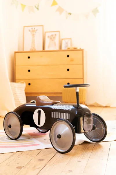 Retro Style Children Racing Car Children Room Black Vintage Model — Stock Photo, Image