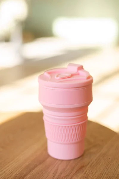 Copo Silicone Dobrável Para Bebidas Sem Plástico Estilo Zero Desperdício — Fotografia de Stock