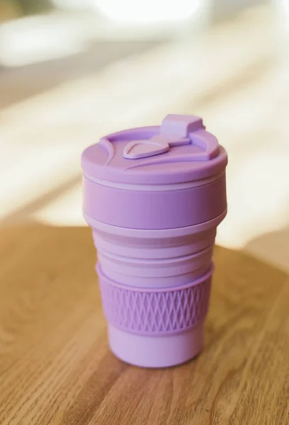Copo Silicone Dobrável Para Bebidas Sem Plástico Estilo Zero Desperdício — Fotografia de Stock