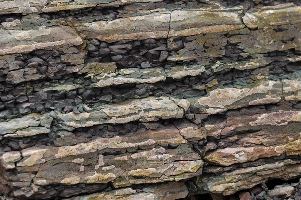 토양 컷 사암, 돌, 점토, 모래 구조 및 층. 다른 구조의 층모래 조각. — 스톡 사진